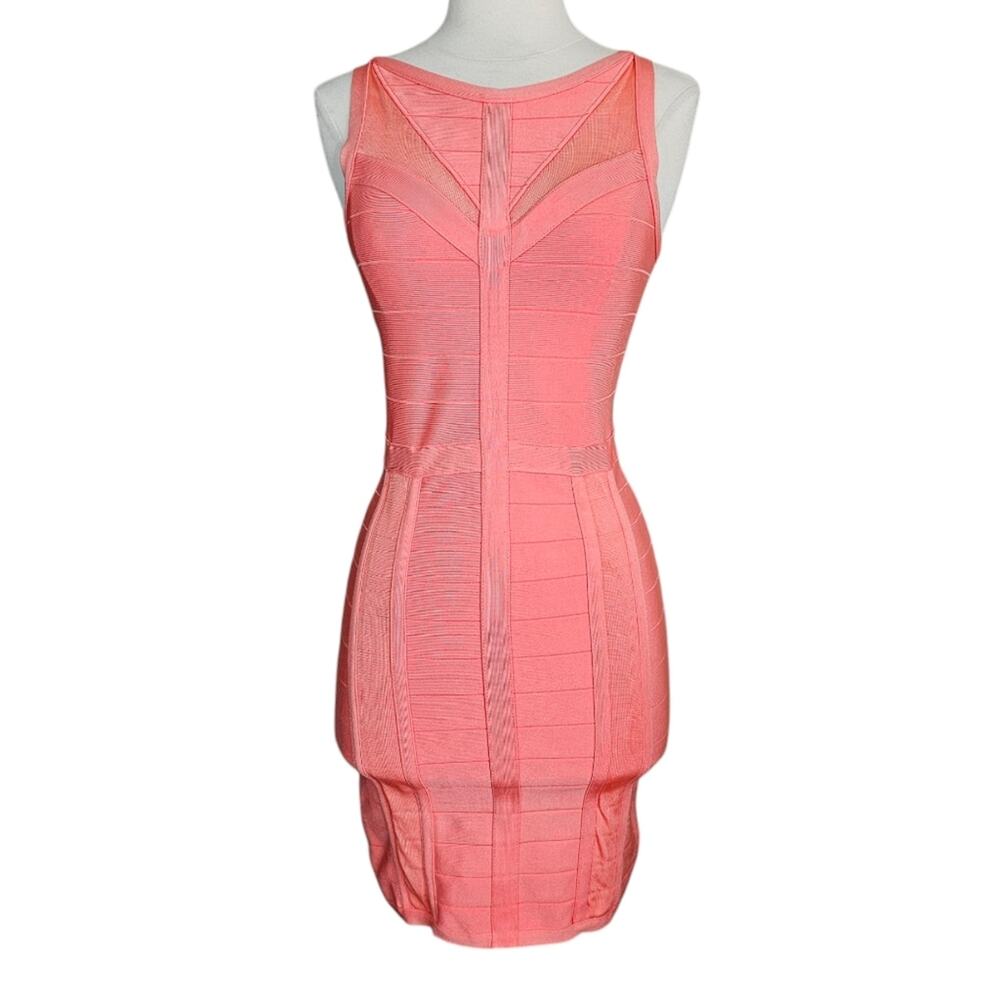 bebe Coral Pink Bandage Sheath Dress